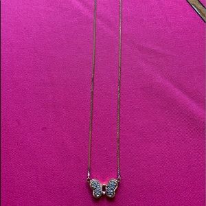 Diamond/Gold butterfly necklace with center ruby